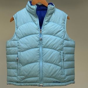 LL BEAN | Blue/Light Blue Reversible Down Puffer Vest